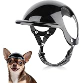 Billionchains Extra Small Dog Helmet with Ear Holes - Adjustable, Lightweight, Hard Black Puppy Helmet for Outdoor Activities/Motorcycle/Bike