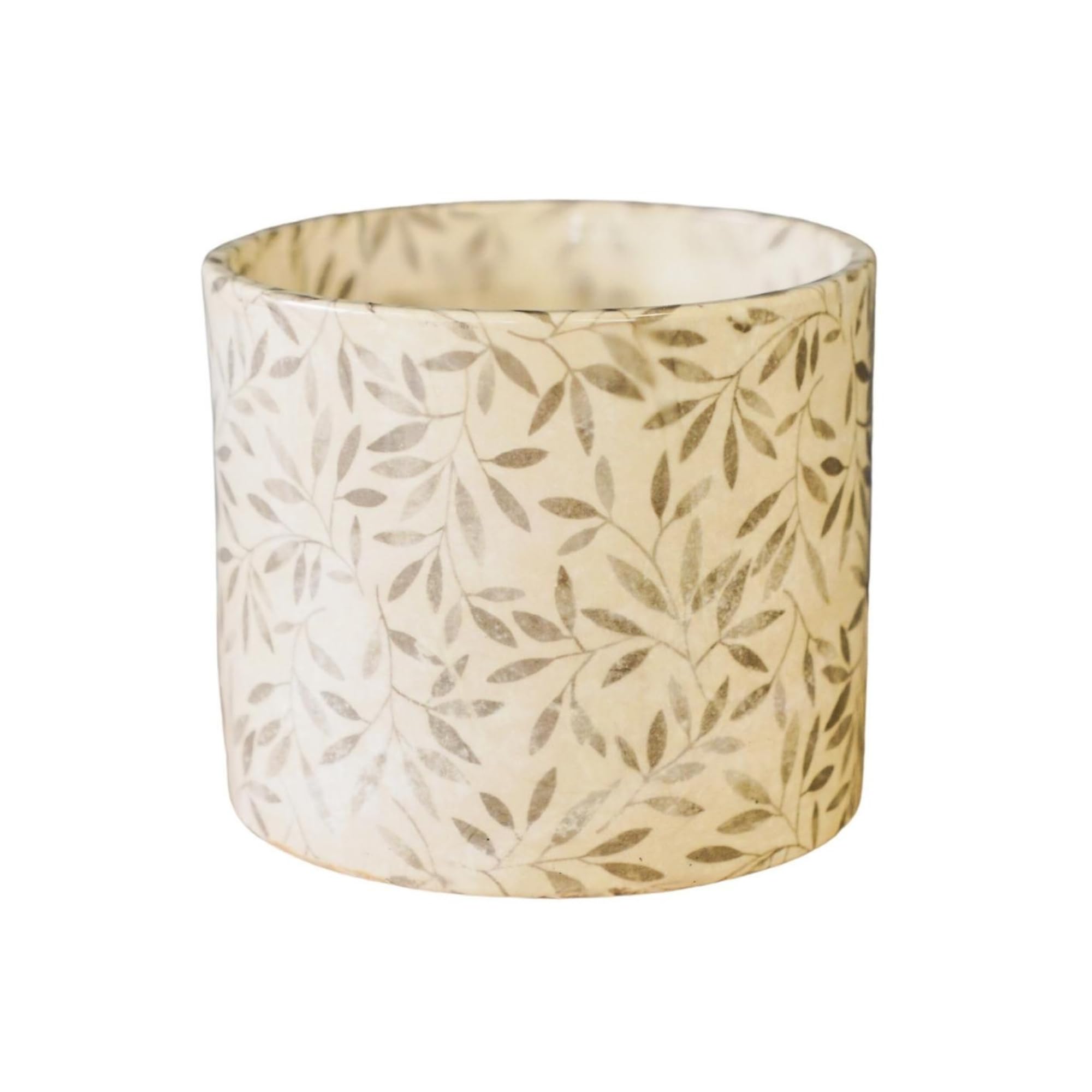 Ivyline Lazzaro Sage Foliage Planter - Waterproof, Durable & Contemporary - Stylish Indoor Round Sturdy Ceramic Flower Houseplant Pot - H13cm x D15cm