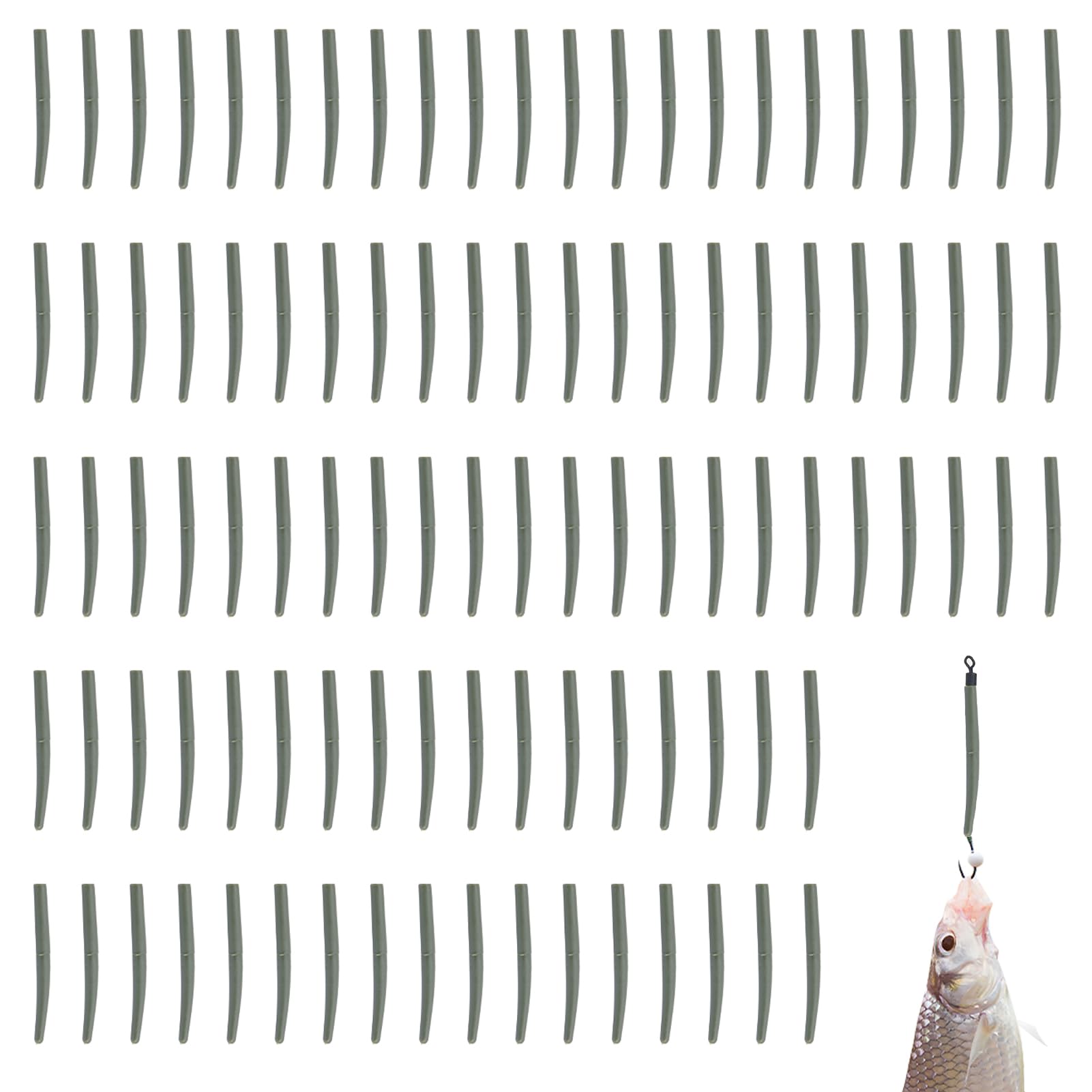 HERCHR Anti Tangle Sleeves 100 Pack Fishing Anti Tangle Sleeves Rubber Tubes Line Aligner Rig Making Tackle Terminal Connect Hook Carp Fishing Line Aligner