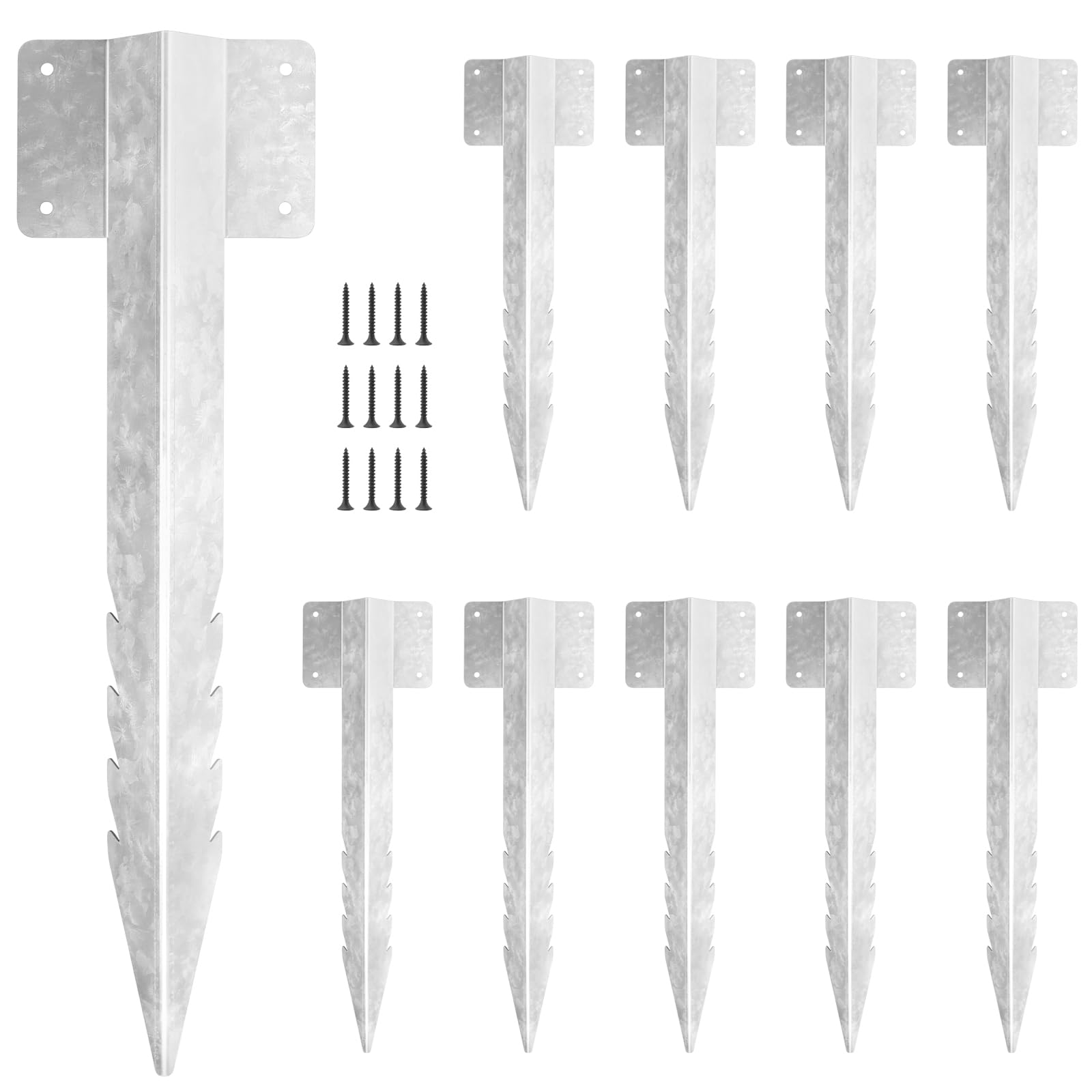 TAICHEUT 10 PCS Railway Sleeper Brackets, 41.5x11.5cm Heavy Duty Sleeper Stakes, Metal Edge Edging Bracket for Garden Fence, Planting Bed, Retaining Wall, Driveway Path Edge
