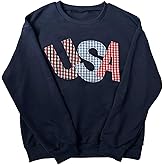 SweatyRocks Women's Oversized USA Print Graphic Long Sleeve Sweatshirt Casual Crew Neck Pullover Tops