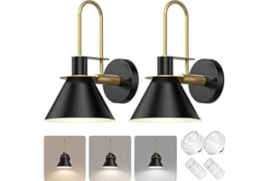 NookNova Battery Operated Wall Sconce, Battery Powered Sconces Wireless Sconces Set of 2 Wall Lights Dimmable Wall Sconces Lamp Black for Bedroom Living Room