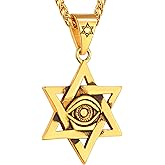 U7 Horus Necklaces for Men Women, Stainless Steel/Black/Gold Plated Ankh Cross Egyptian Symbol Jewelry, Eye of Horrus Pendant with 22 Inch Chain