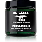 Brickell Men's Renewing Face Scrub for Men, Deep Exfoliating Facial Scrub Formulated with Pumice, Caffeine and Jojoba Beads, 4 Ounce, Scented