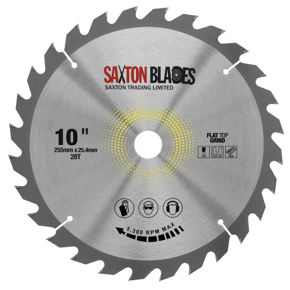 Saxton Flat Top TCT Circular Saw Blade 255mm x 28T x 25.4mm Bore fits Evolution