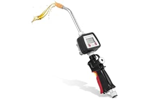 Poafamx Digital Oil Control Valve Meter Nozzle 8GPM/30LPM Heavy Duty Air Operated Oil Transfer Pump Nozzle 7-1000 Psi 0.5-70bar Oil Fluid Dispenser 1/2" inch NPT Inlet with Non Leakage Spout