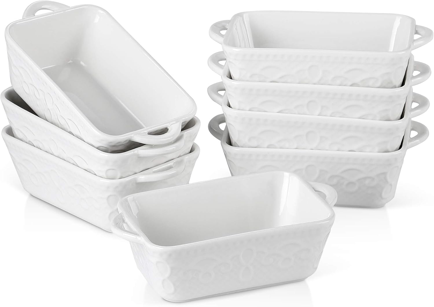 MALACASA, Series Bake.Bake, 300ML Mini Ramekins, Porcelain White