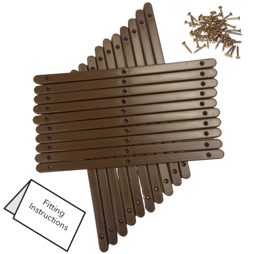 20 (10 Pairs) of Brown Plastic Drawer Runners with Screws and Instructions for Furniture. Replacement Plastic Drawer Rails, Drawer Slides Runners, Bedroom Cabinet Rails Sliders by Kevagh