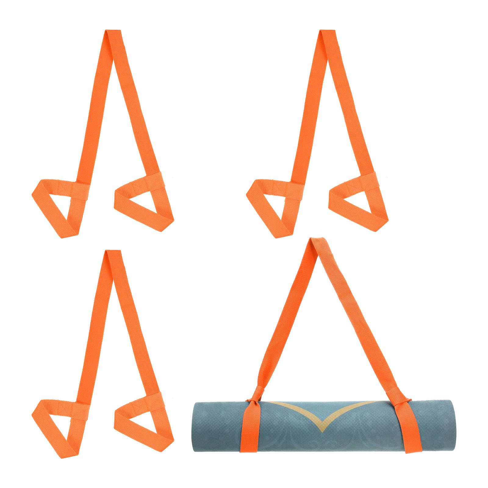 PATIKIL Yoga Mat Strap, 4 Pack Adjustable Yoga Mat Carrier Straps Sling Cotton Anti Slip Mat Holder Stretching Band for Exercise, Orange