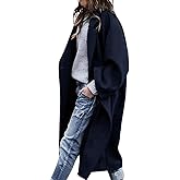 Bnycuml Women's Winter Wool Coat Notch Lapel Single Breasted Casual Mid Long Pea Trench Coat