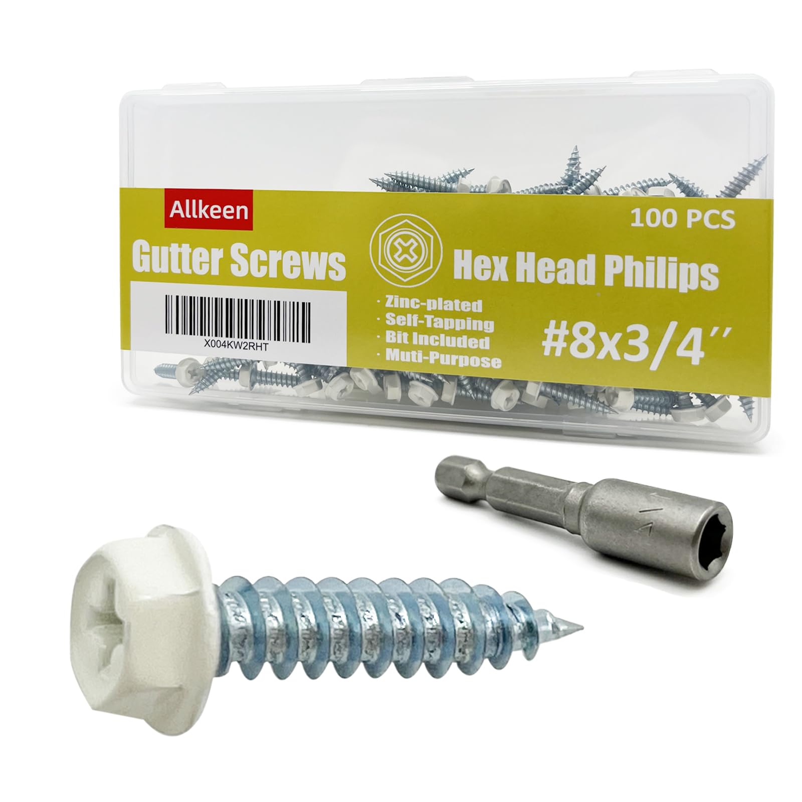 Allkeen Self-Tapping Gutter Screws White Painted