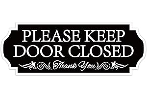 LUHIMO Please Keep Door Closed Sign for House, Self-Adhesive Waterproof and Weatherproof Sign Sticker for Front Door，Indoor/Outdoor Use for Workplace,Store,Cafe and Restaurant (White)