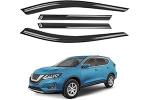 CUSTONEPARTS Window Visors Shade Sun Rain Guards FIT 2014-2020 Nissan Rogue – 4-Piece Set, Smoked Black Acrylic – Replace OE 94827