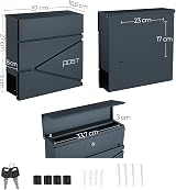 SONGMICS GMB051G02 Wall Mounted Post Box with Newspaper Holder Charcoal Grey view 6