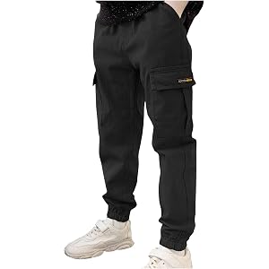 Ayolanni Boys Cargo Pants with Pockets Quick Dry Sports Outdoor Hiking Youth School Uniform Elastic Waist Lightweight Joggers