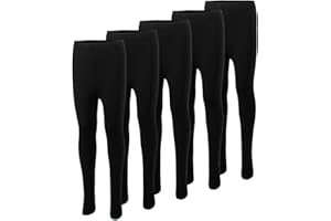 MISS POPULAR 5-Pack Girls Leggings Sizes 4-16 Soft Comfortable Cotton Spandex with Elastic Waistband Many Colors