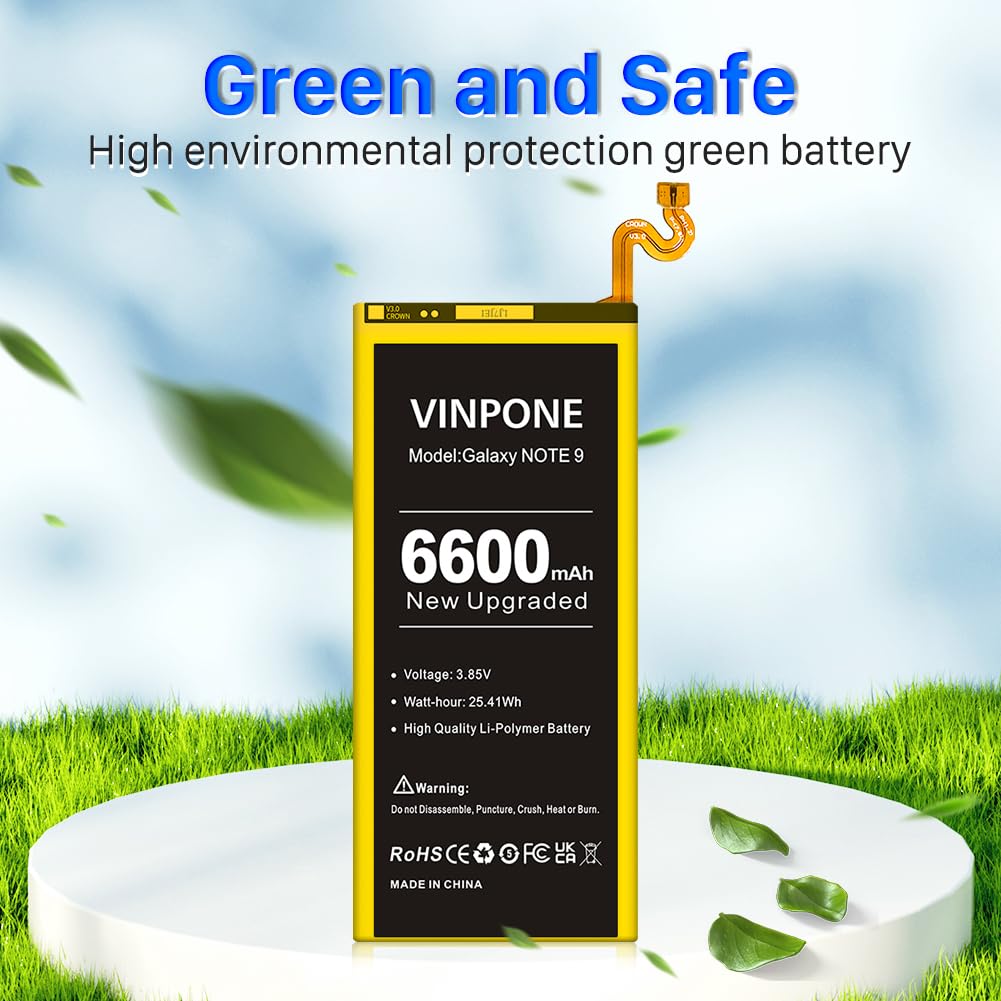 SHENMZ Galaxy Note 9 Battery,[Upgraded] 6600mAh Li-Polymer Replacement Battery for Samsung Galaxy Note 9 N9600 N960F BN965ABC EB-BN965ABU with Full Repair Tool Kit