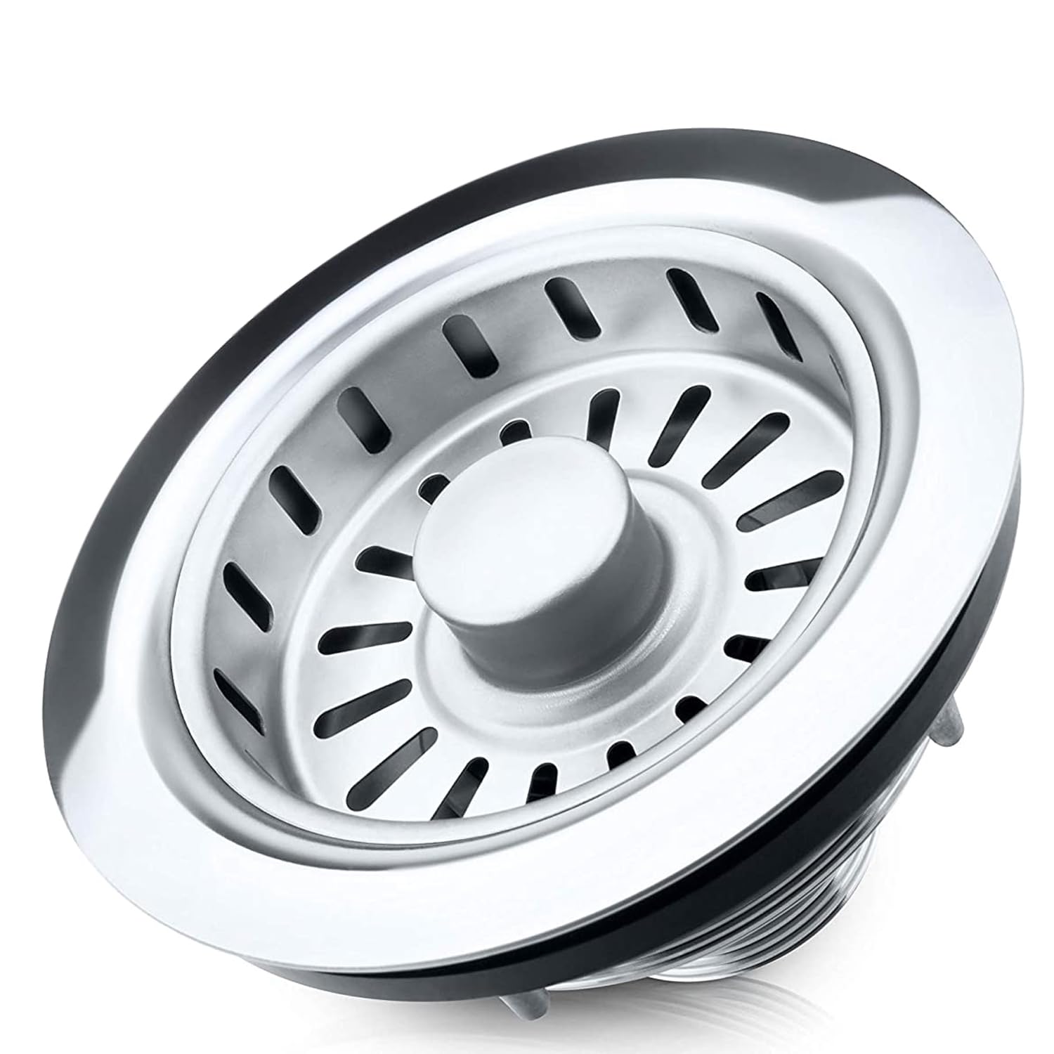 Bächlein Pop Up Drain Set for The Sink [Ø 114mm], Pop Up Now Also for The Kitchen Sink, Polished Stainless Steel Sink Drain, Strainer Basket Valve Strainer Basket Valve