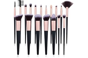 YJ-Anyue Makeup Brush 18 pieces black Makeup Brush Set Advanced Synthetic foundation brush Mixed Powder Eyeshadow Concealer Professional makeup brush Tool (18 pieces black)