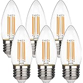 YIMILITE B11 E26 LED Candelabra Bulbs 4.5W(40 Watt Equivalent) 2700K Warm White 450LM Dimmable LED Filament Chandelier Light Bulbs Clear Glass Candle Lamp for Ceiling Fan Home Decor 6 Pack