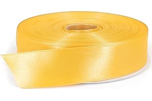 Stuffvisor Satin Gold Marigold Ribbon - 1 inch x 50 Yards, Double Face Solid Color Ribbon Roll, 100% Polyester Ribbon for Gift Wrapping, Crafts, Hair and Multiple Decorations