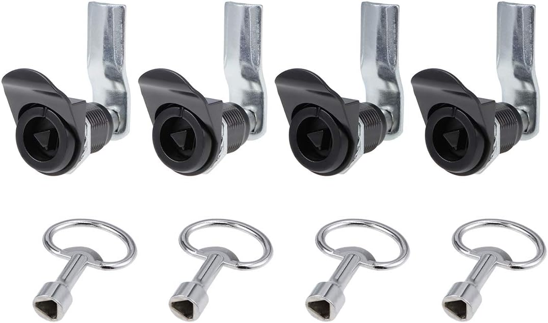sourcing map Triangle Cam Lock 32mm Cylinder Length Fits Up to 3/8-inch Thick Panel Black 4Pcs, 4 Pack