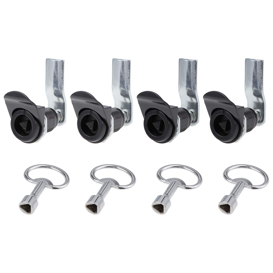 sourcing map Triangle Cam Lock 32mm Cylinder Length Fits Up to 3/8-inch Thick Panel Black 4Pcs