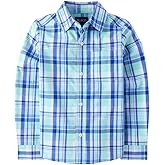 Boys Button Long Sleeve Shirt 5T Aqua