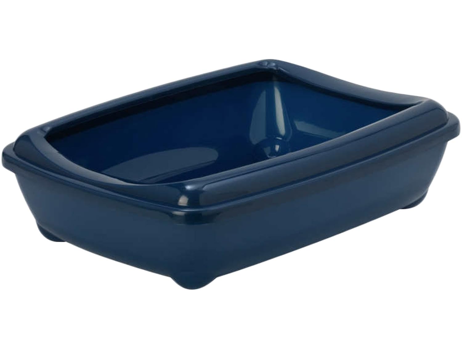Jumbo Cat Litter Tray In Blue, Removable Rim With Shiny Plastic Finish