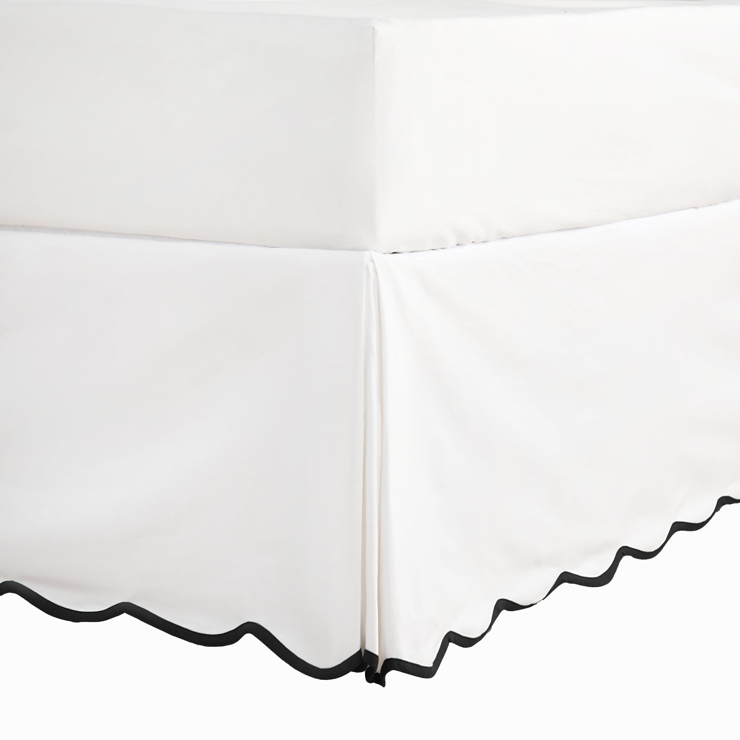Photo 1 of HIG Off-White Chic King Bed Skirt - Easy Fit Scallop Edge Pleated Bedskirts, 14 Inch Drop Anti-Slip Dust Ruffle, Thick Fabric for Enhanced Privacy, Pre-Washed for Long-Lasting Use(N60022)