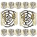 KAKOO Napkin Ring, 12 Pcs Hollow Out Rose Design Metal Napkin Holder for Wedding Party Dinner Table Decor (Gold)