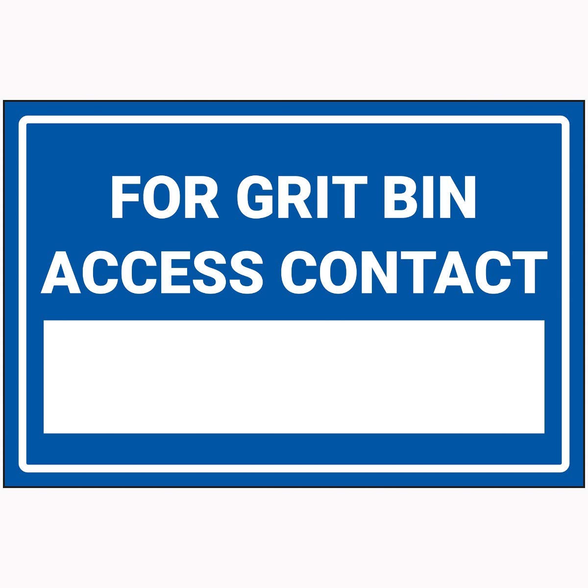 V Safety For Grit Bin Access Contact […] Sign - 300 mm x 200 mm - Super Strong PETG