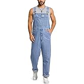 HISEA Flex Denim Bib Overalls for Men, Blue Jean Fashion Casual Overalls, Relaxed fit Utility Workwear with Pockets