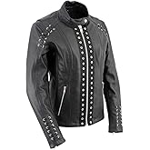 Milwaukee Leather LKL27007 Women's Premium Black Motorcycle Riders Leather Jacket w/Zip-Out Liner - Small