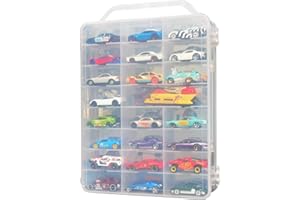 ZZFENGKR Hot Wheels Storage for 46 Toy Cars, Double Sided Toy Car Storage, Portable Clear Plastic Matchbox Cars Storage Case Hot Wheels Carrying Case, Case Only