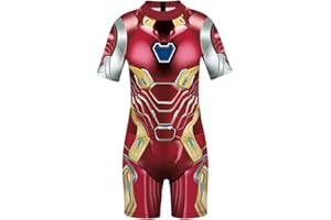 Plustrong Kids Girls Boys 3D Print One Piece Swimsuits Short Sleeve Rashguard Shirts Bathing Suit 5-12 Years