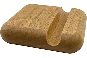MOORCHOCO Beech Wood Phone Stand, Desktop Mobile Holder Cell Phone Stand for Desk-Portable Wood Phone Holder for Bed Compatible with iPhone 16 Pro Max 12 Smartphone Wooden Office Aesthetic Desk Accessories