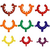 StonyLab Plastic Joint Clips Set, 9 pcs Keck Clamp Lab Keck Clips 10/12/14/19/24/29/34/40/45mm for Glass Standard Conical Interface Clip Ground Glass Joint, Multi Size and Colors