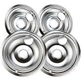 Purelux Electric Range Drip Pans Replacement for GE or Hotpoint Stove, Chrome Finish 4 Pieces Pack (Two 8" and Two 6")