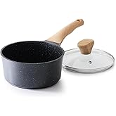 AnimoZest Nonstick Saucepan with Lid, 2 Quart German Greblon Ceramic Sauce Pan, Non Toxic Sauce Pot with Cover for Multipurpose Use, PTFE, PFOA & PFAS Free, Induction Compatible.
