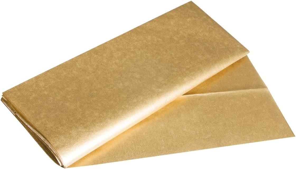 Rayher Set of Three Tissue Paper Sheets for Gift Bags and Gift Wrapping Silk Paper for Craft gold, 50x70cm, 67273616