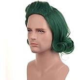 BERON Mens Green Short Wigs for Boys Cool Halloween Costume Cosplay Party Hair Wigs