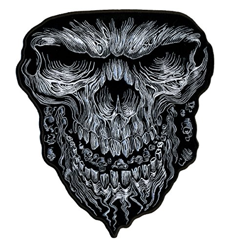 Hot Leathers, GIANT SKULL, High Thread Embroidered Iron-On / Saw-On Rayon XL PATCH - 10" x 11", Exceptional Quality