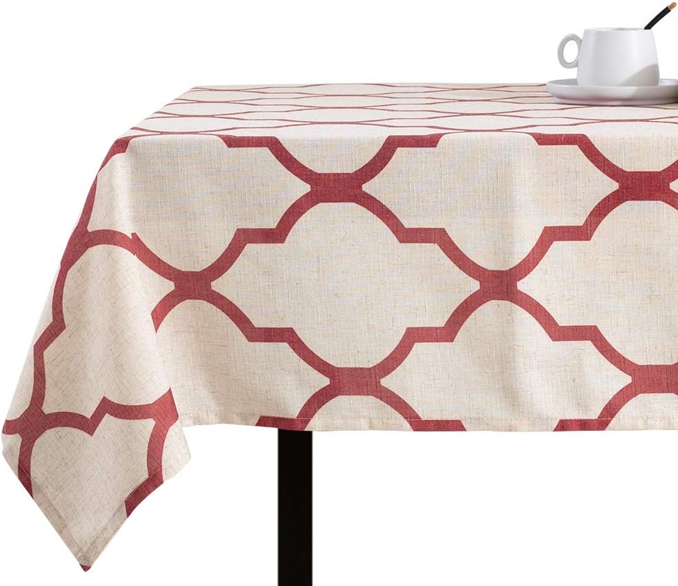 jinchan Moroccan Tile Tablecloth Linen Textured for Kitchen Geometric Trellis Printed Table Cover for Wedding Party Banquet Decoration 1 Panel 72" L Soft Grey: Home & Kitchen