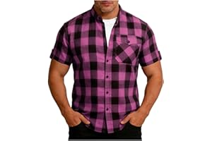 Plaid Shirt Men Short Sleeve Casual Blouses Summer Loose Button Tops Flannel Comfortable Checkered Shirts 2026