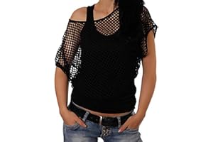 Smile Fish Women Casual Sexy 80s Costumes Fishnet Neon Off Shoulder T-Shirt