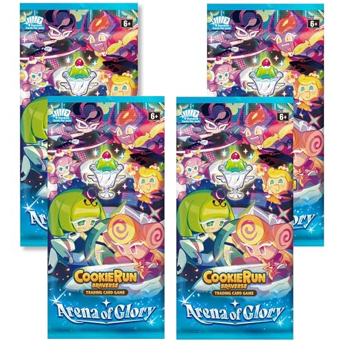 CookieRun: Braverse Trading Card Game - Arena of Glory Booster - 4 Pack Bundle…