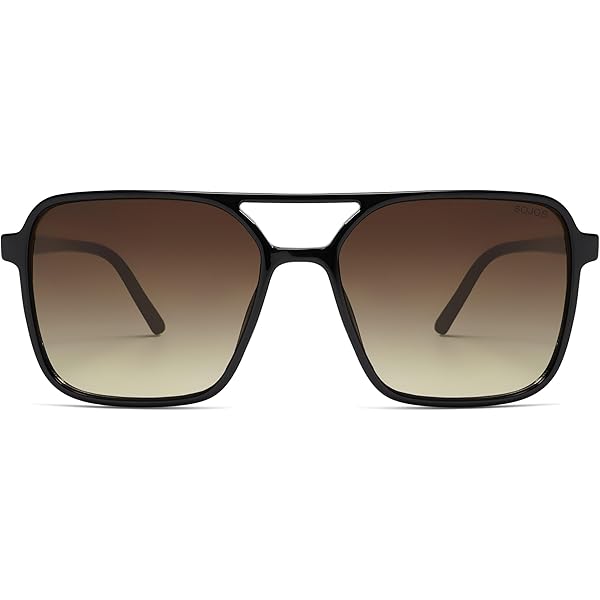 Classic Black Square Flat Top Keyhole Sunglasses For Men - 100% UV400 Protection