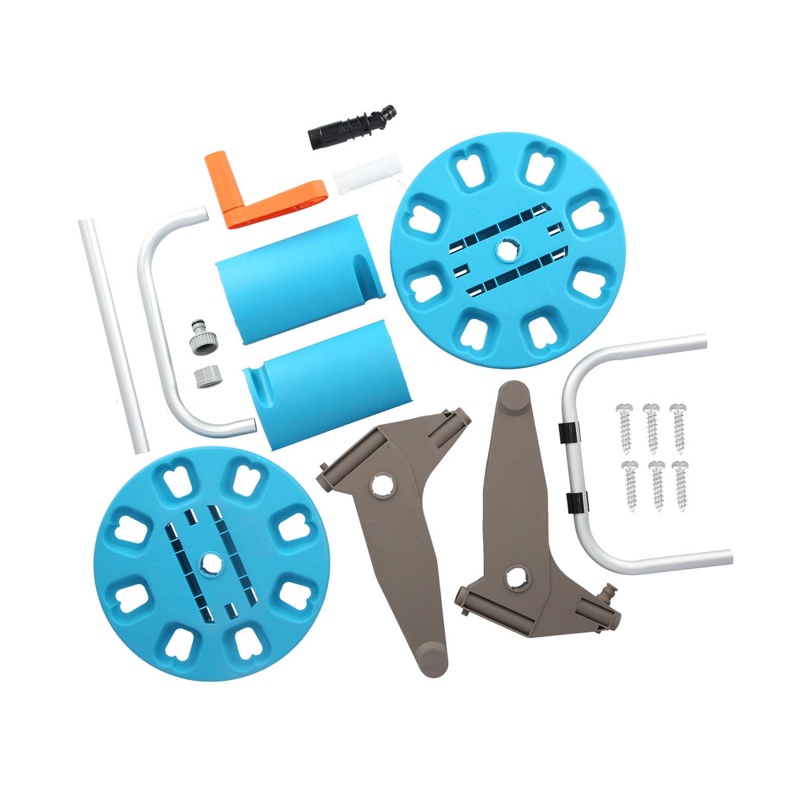 Rugged and Aluminum Hose Cart, Easy to Use & Organize with Hand Push Design, Stable & Non-Slip for 30m Garden Water Pipes