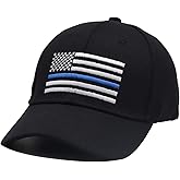 MANMESH HATT Embroidered USA American Flag Hat, Thin Blue Line Washed Cotton Adjustable Baseball Cap